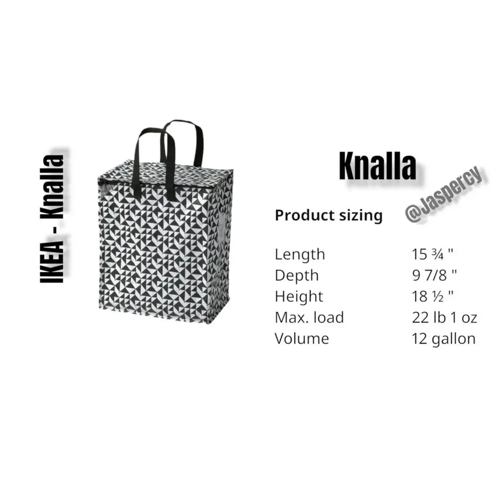 IKEA - KNALLA Two (2) Tote Bags 12 Gal Black & White Geometric Storage Bins NWT